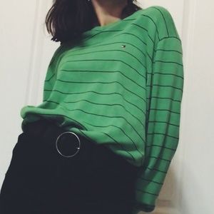 Oversized green and navy Tommy Hilfiger sweater